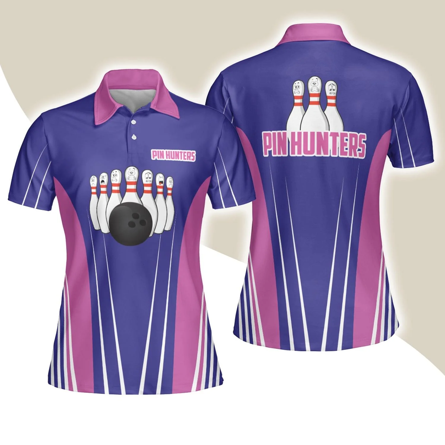 Bowling Women Polo Shirt - Pin Hunters Bowling Polo Shirts - Gift For Wife, Family, Bowling Lovers