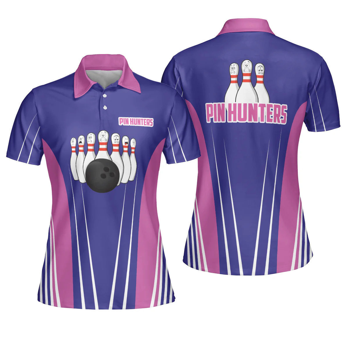 Bowling Women Polo Shirt - Pin Hunters Bowling Polo Shirts - Gift For Wife, Family, Bowling Lovers - Image 2