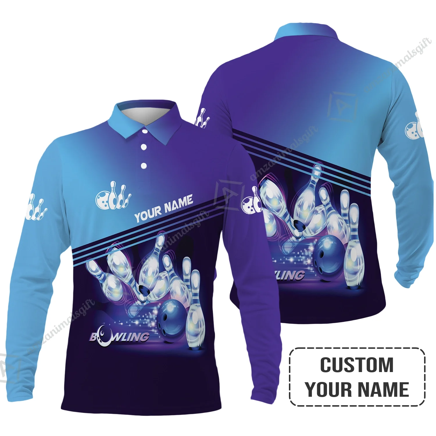 Bowling Women Polo Shirt With Custom Name, Personalized Blue Bowling Shirt Uniform Player, Best Gifts For Kids, Bowling Lovers, Bowlers - Image 6