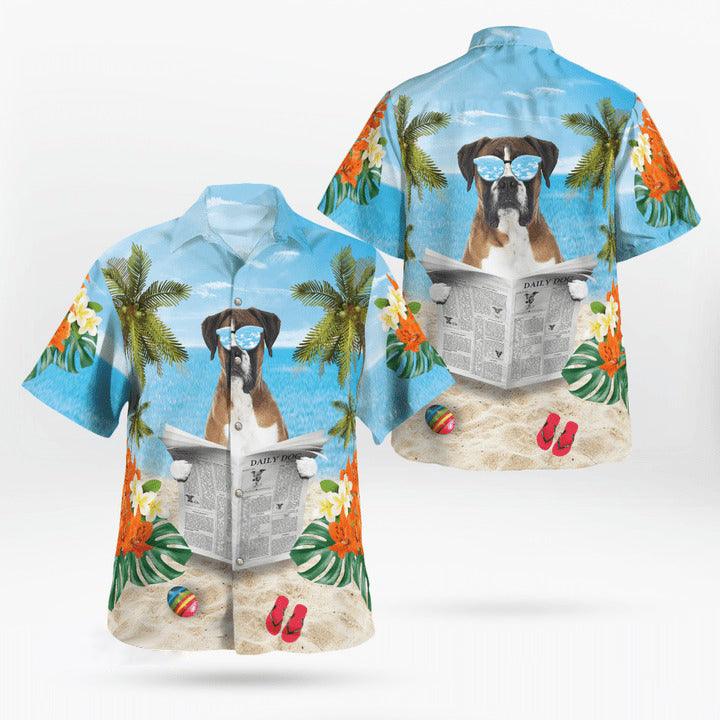 Boxer Hawaii Shirt - Summer Beach Tropical Leaves Hawaii Shirt - Perfect Gift For Dog Lovers Friend, Family - Image 4