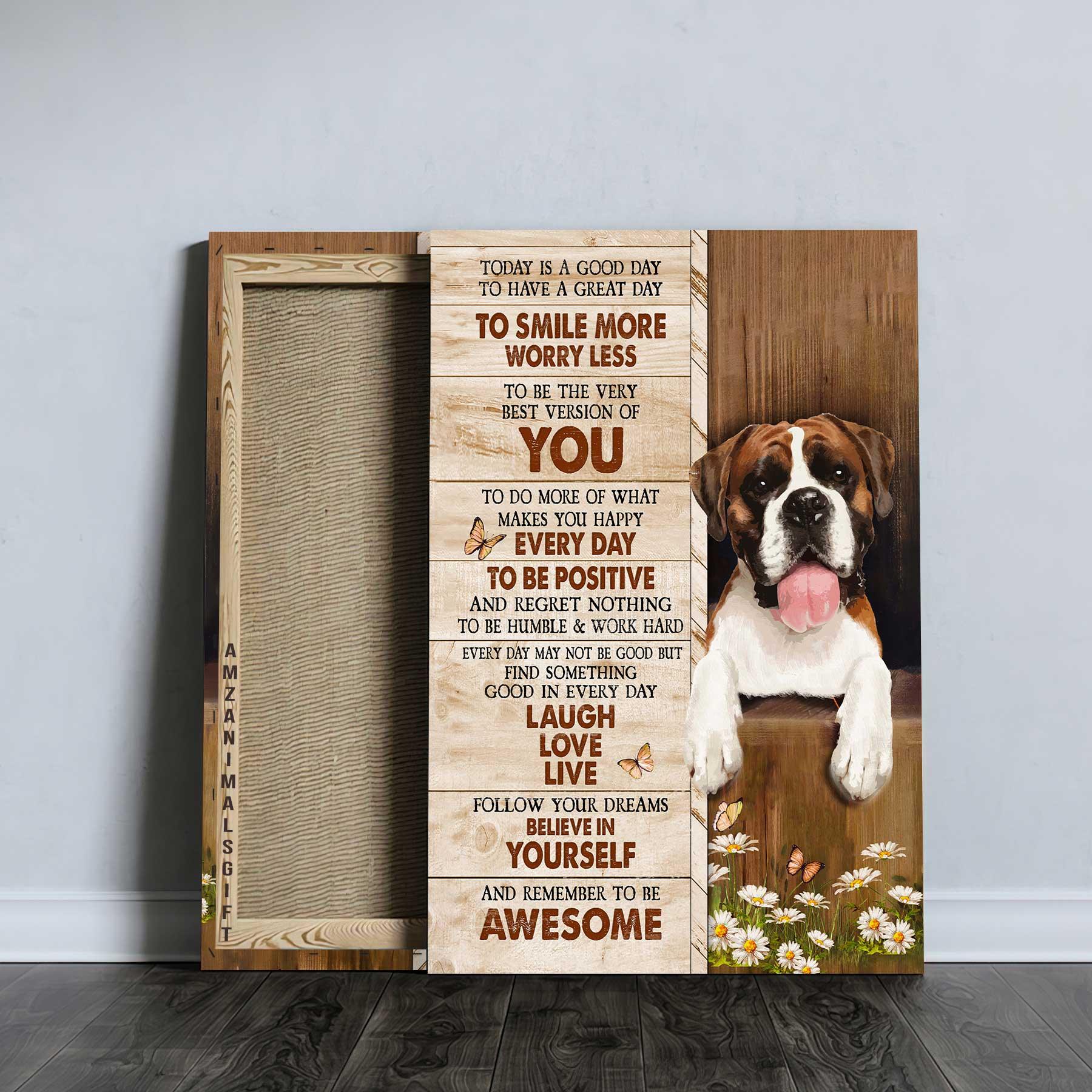 Boxer Premium Wrapped Portrait Canvas - Boxer Drawing, Believe In Yourself And Remember To Be Awesome - Gift For Boxer Lovers - Image 3