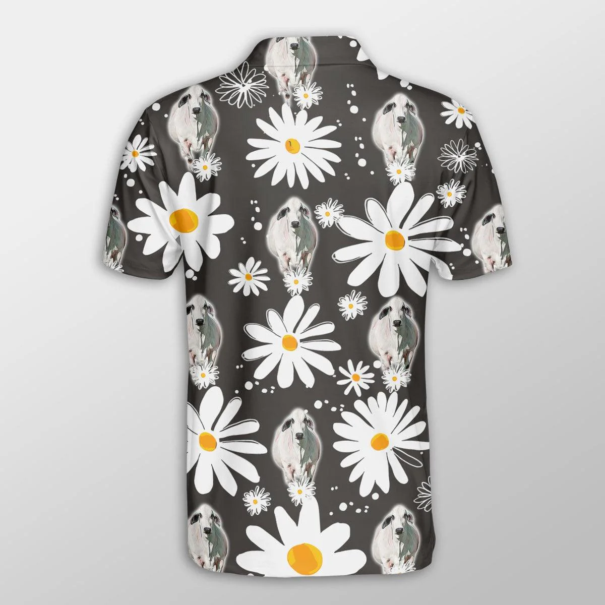 Brahman Men Polo Shirts For Summer - Brahman Daisy Flower Pattern Button Shirts For Men - Perfect Gift For Brahman Lovers, Cattle Lovers - Image 3