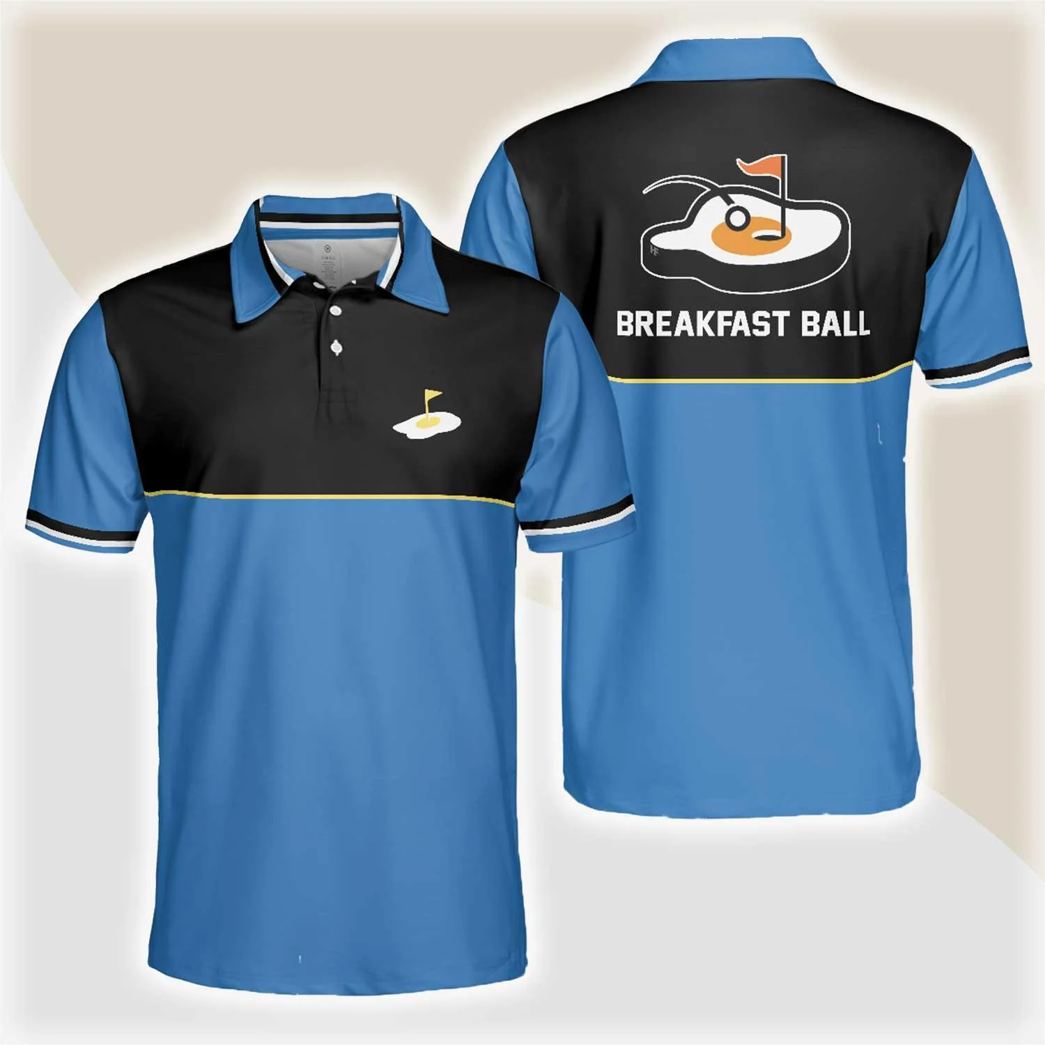 Breakfast Ball Short Sleeve Golf Polo Shirt, Steak Golf Hole And Flag Polo Shirt, Best Golf Shirt For Men