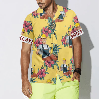 Bricklayer Hawaiian Shirt, Bricklayer Pineapple Seamless Pattern Aloha Shirt For Men - Gift For Bricklayer, Husband, Boyfriend, Family, Friends - Image 5
