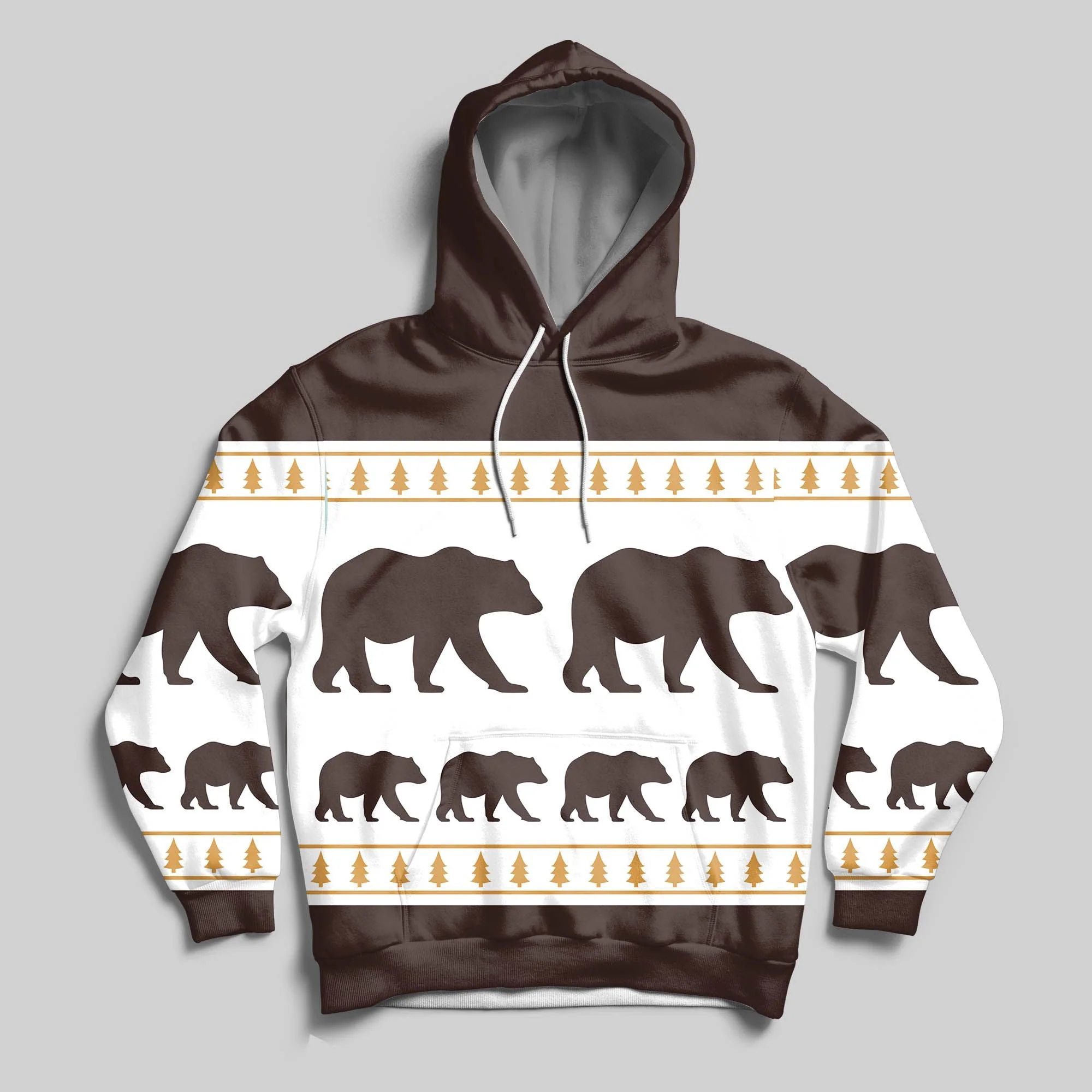 Brown Bear Pattern Pullover Premium Hoodie, Perfect Gift And Outfit For Bear Lovers - Image 3
