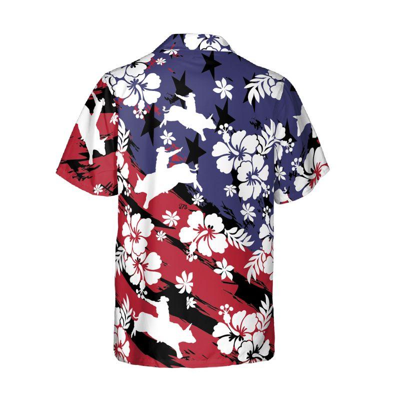 Bull Riding Aloha Hawaiian Shirts For Summer, Sports Beach Tropical American Flag Hawaiian Shirt For Men Women, Beach Wear Gift For Rodeo Lovers - Image 5