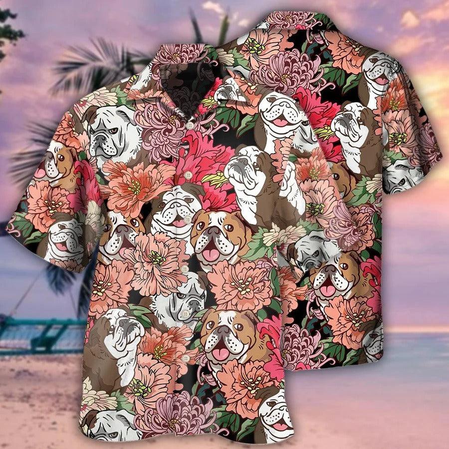 Bulldog Aloha Hawaii Shirt - Bulldog And Lovely Flowers Hawaiian Shirt For Summer - Perfect Gift For Dog Lovers, Friend, Family