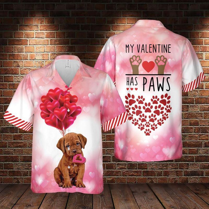 Bulldog Aloha Hawaiian Shirt - Bulldog Puppy Valentine Hawaiian Shirt, My Valentine Has Paws Pattern Hawaiian Shirt For Men & Women, Bulldog Lover