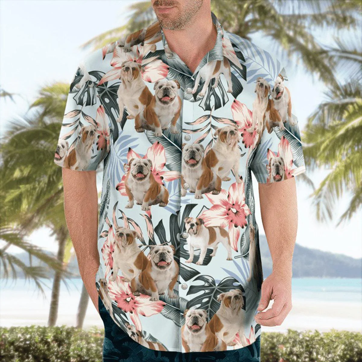 Bulldog Aloha Hawaiian Shirt, Bulldog Tropical Pattern Hawaiian Shirt, Bulldog Aloha Shirt For Summer - Perfect Gift For Men, Women, Dog Lover, Friend - Image 4