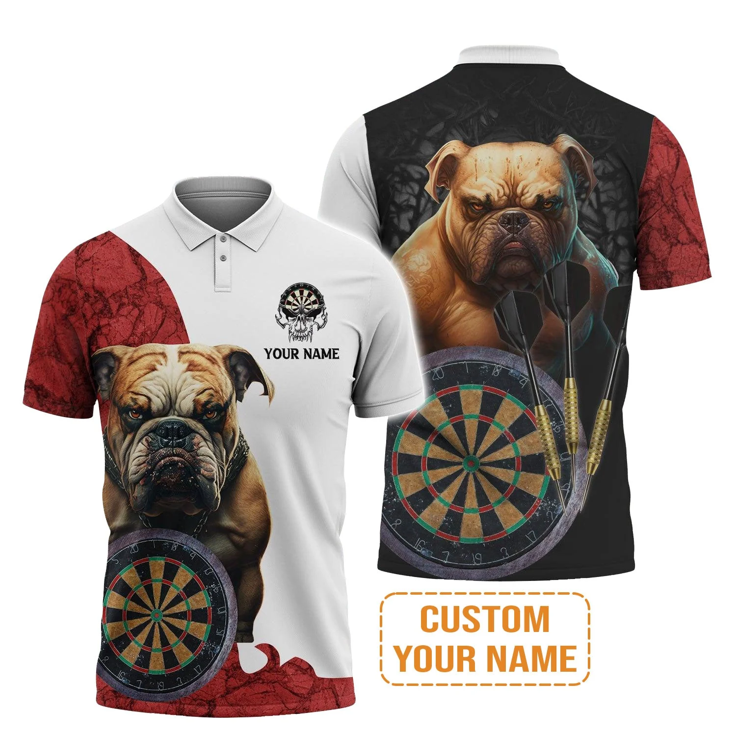 Bulldog And Darts Custom Name Hoodie, Bullseye Dartboard Personalized Hoodie - Gift For Darts Lovers, Friends, Team, Dog Lovers - Image 4