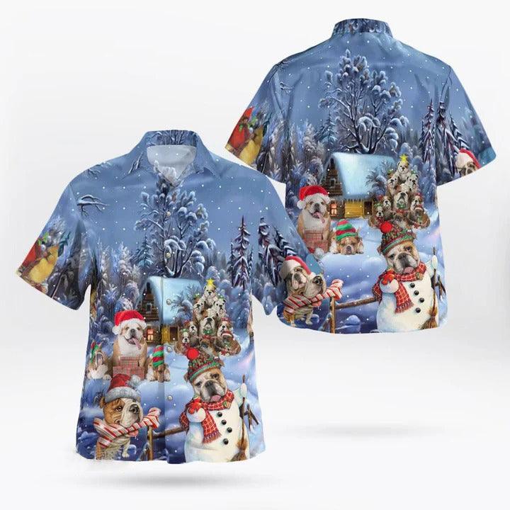 Bulldog Christmas Hawaii Shirt - Dog Hawaii Shirt - Perfect Gift For Dog Lovers, Friend, Family