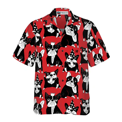 Bulldog Hawaiian Shirt, Funny Bulldog, Red French Bulldog Aloha Shirt For Men - Perfect Gift For Bulldog Lovers, Husband, Boyfriend, Friend, Family - Image 3