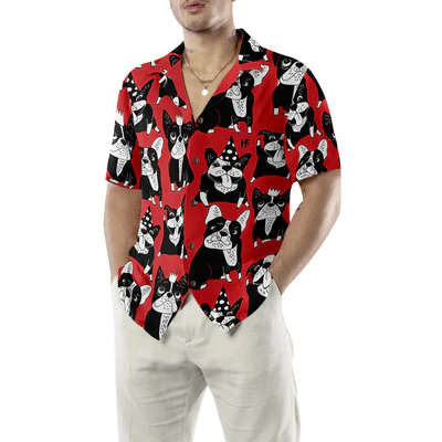 Bulldog Hawaiian Shirt, Funny Bulldog, Red French Bulldog Aloha Shirt For Men - Perfect Gift For Bulldog Lovers, Husband, Boyfriend, Friend, Family - Image 4