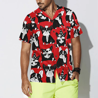 Bulldog Hawaiian Shirt, Funny Bulldog, Red French Bulldog Aloha Shirt For Men - Perfect Gift For Bulldog Lovers, Husband, Boyfriend, Friend, Family - Image 5