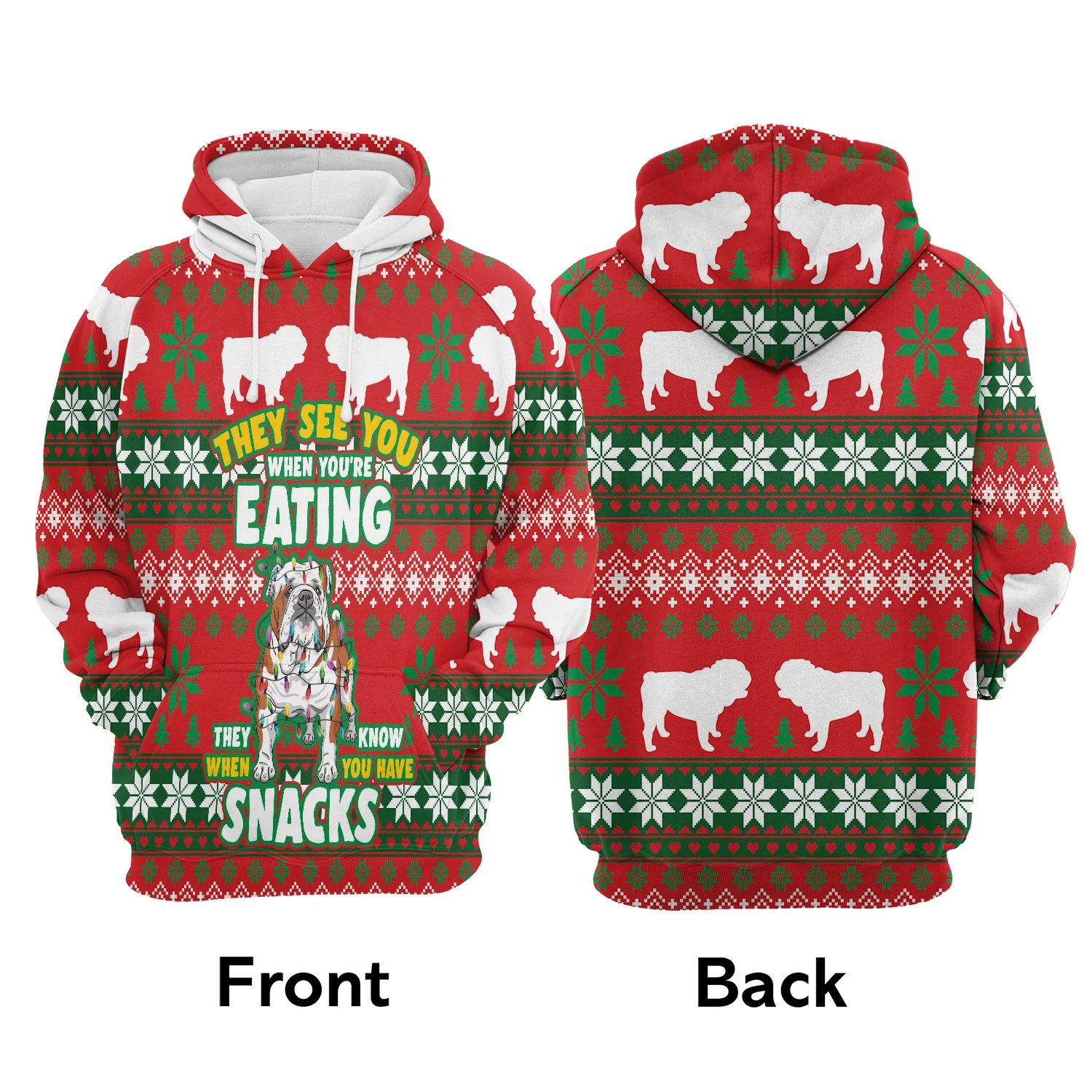 Bulldog Pullover Premium Hoodie They See You When You're Eating, Perfect Outfit For Men And Women On Christmas New Year Autumn Winter - Image 2