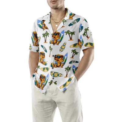 Bulldog Surf And Palm Tree Hawaiian Shirt, Bulldog Aloha Shirt For Men - Perfect Gift For Bulldog Lovers, Husband, Boyfriend, Friend, Family - Image 4