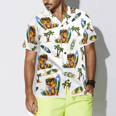 Bulldog Surf And Palm Tree Hawaiian Shirt, Bulldog Aloha Shirt For Men - Perfect Gift For Bulldog Lovers, Husband, Boyfriend, Friend, Family - Image 5