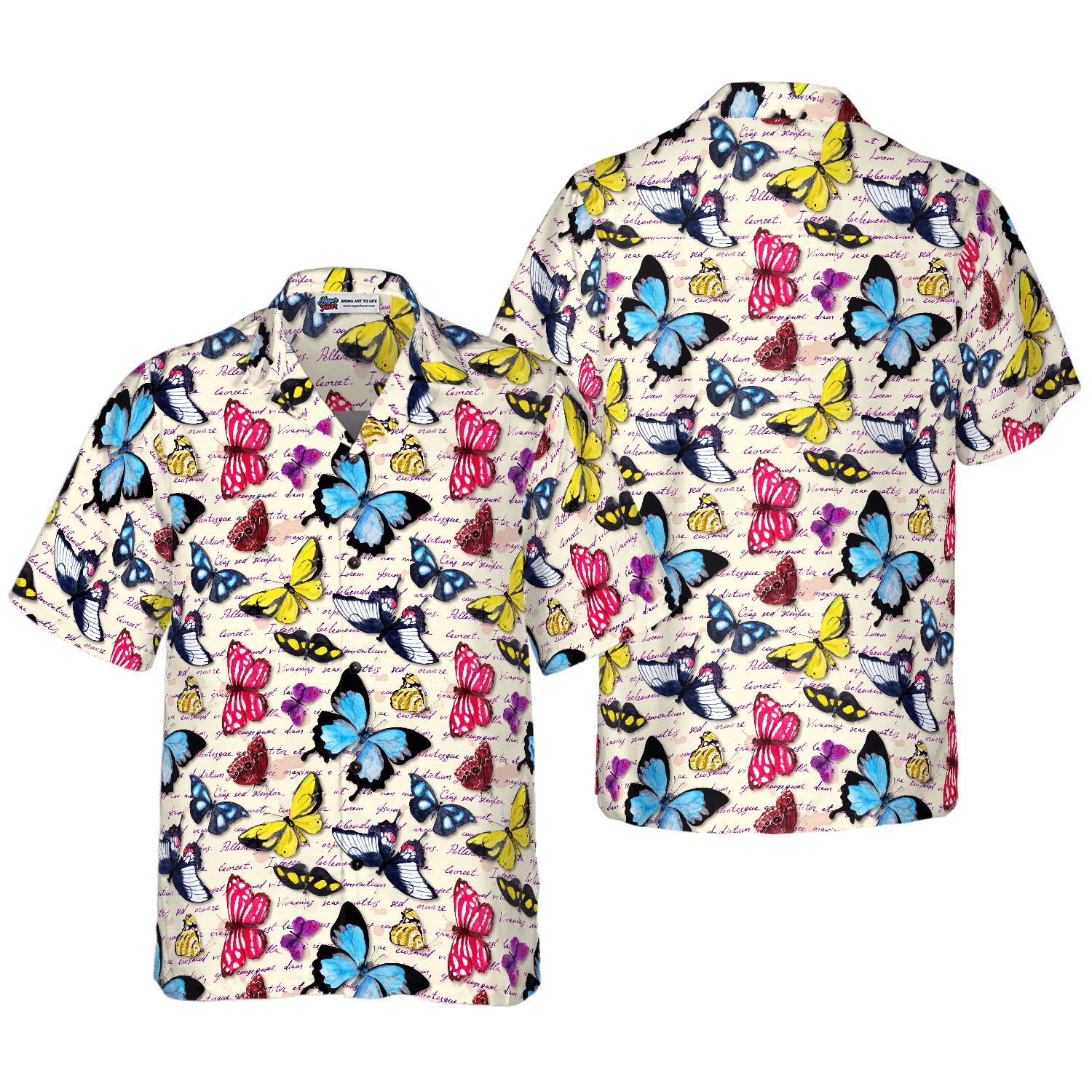 Butterflies Hawaiian Shirt, Vintage Exotic Butterflies Aloha Hawaiian Shirt, Perfect Gift For Husband, Wife, Boyfriend, Friend