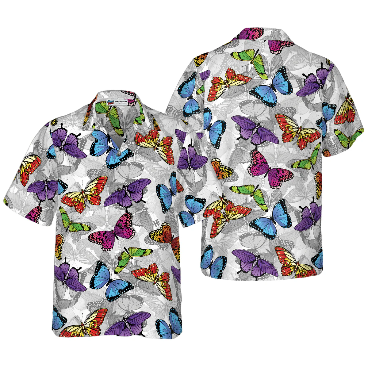 Butterfly Hawaiian Shirt, Colorful Butterflies Aloha Shirt For Men - Perfect Gift For Husband, Boyfriend, Friend, Family