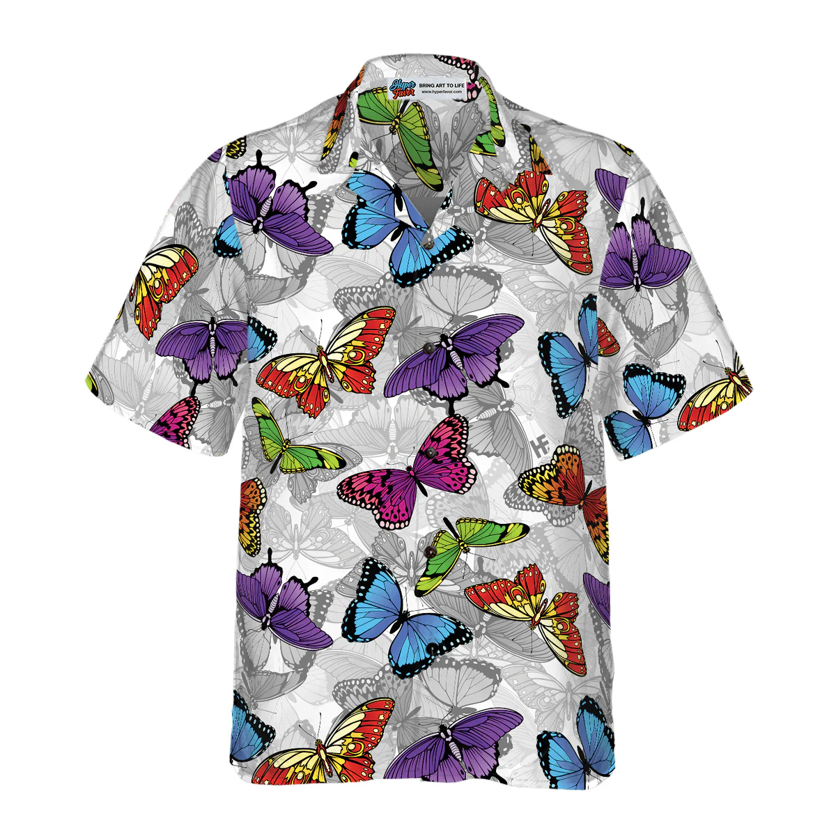 Butterfly Hawaiian Shirt, Colorful Butterflies Aloha Shirt For Men - Perfect Gift For Husband, Boyfriend, Friend, Family - Image 2