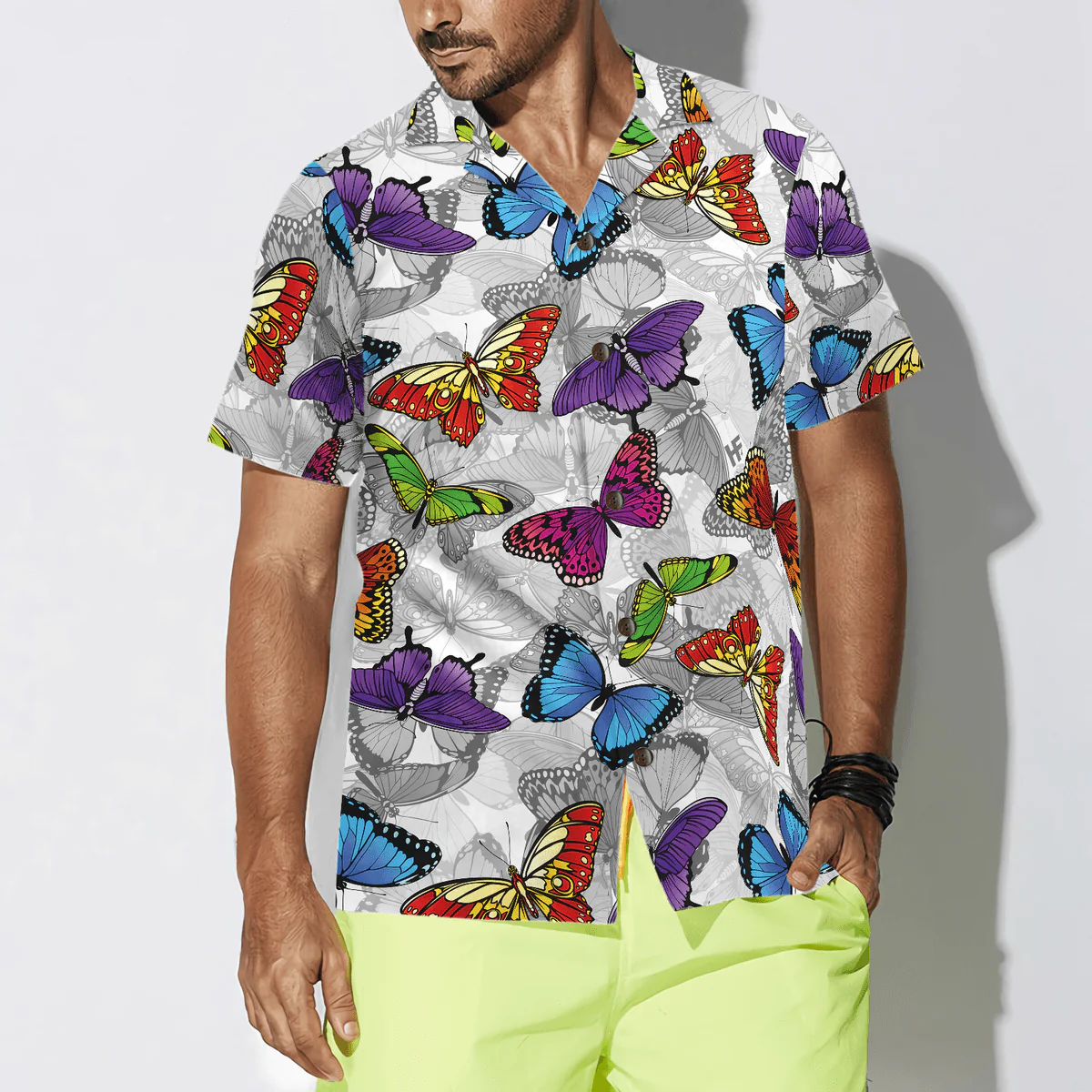 Butterfly Hawaiian Shirt, Colorful Butterflies Aloha Shirt For Men - Perfect Gift For Husband, Boyfriend, Friend, Family - Image 4