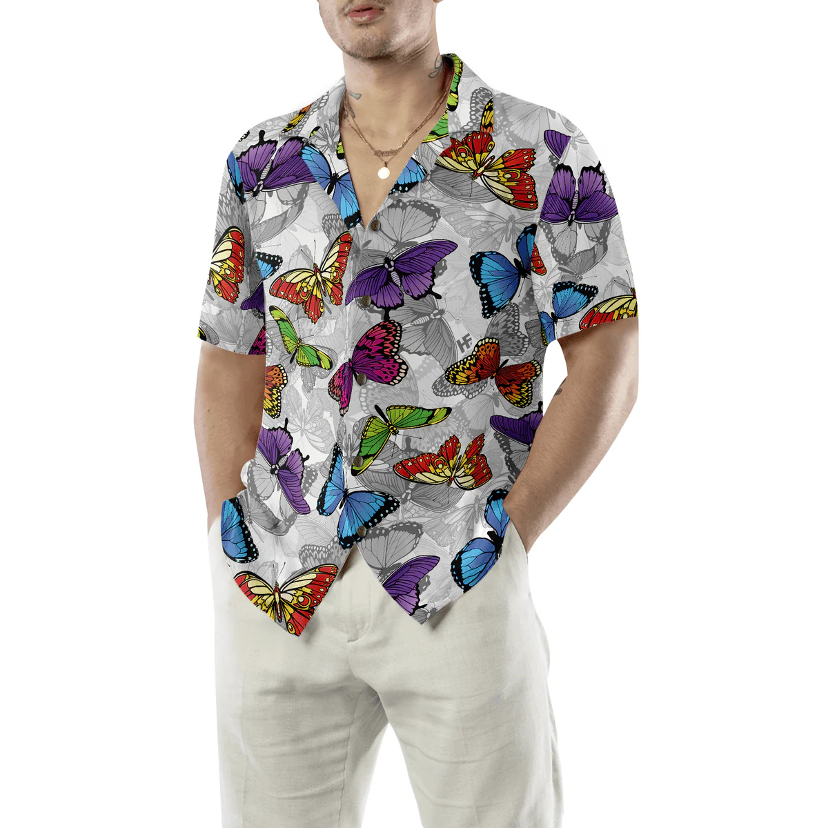 Butterfly Hawaiian Shirt, Colorful Butterflies Aloha Shirt For Men - Perfect Gift For Husband, Boyfriend, Friend, Family - Image 5