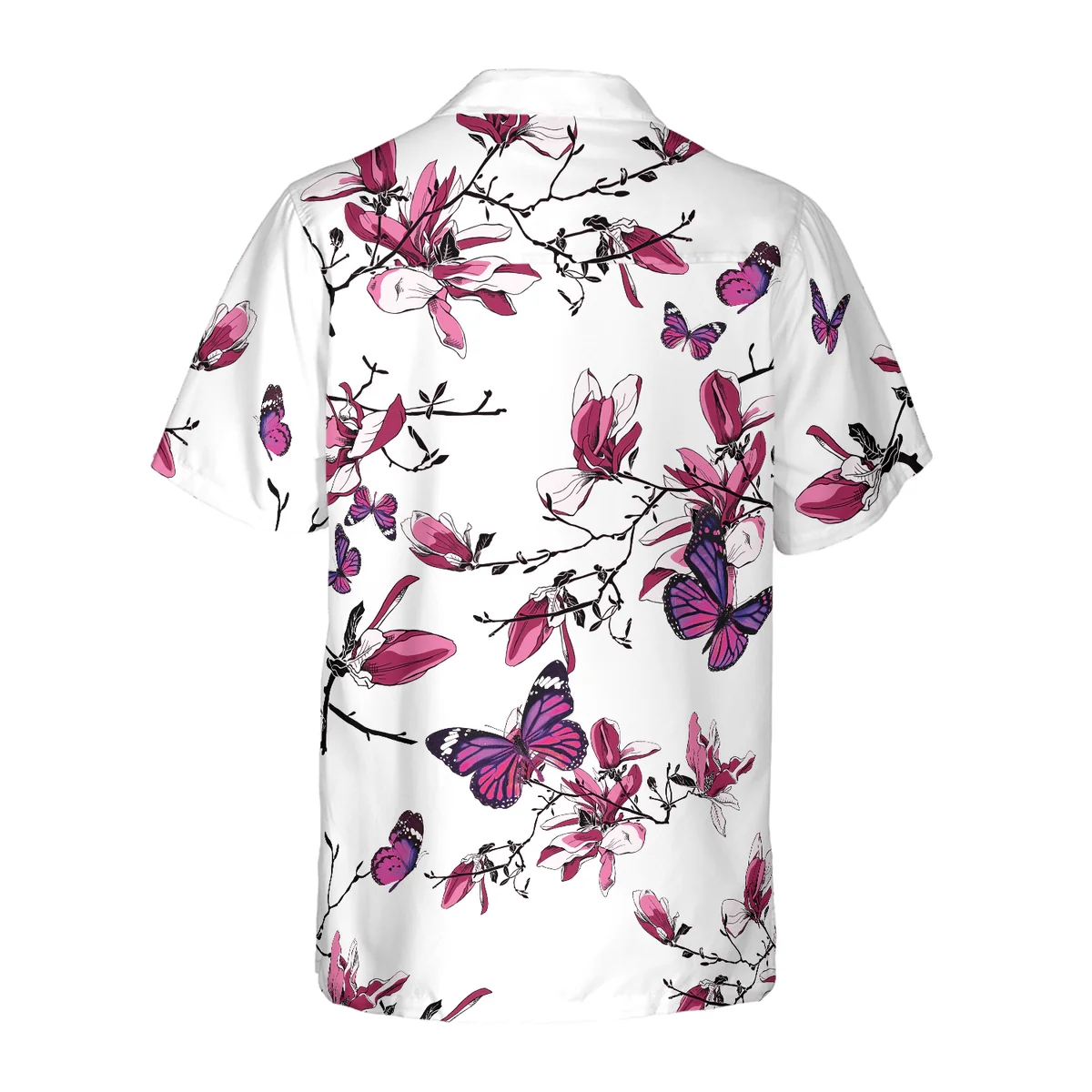 Butterfly Hawaiian Shirt, Tropical Flowers,  Floral Butterfly Pattern Aloha Shirt For Men - Perfect Gift For Husband, Boyfriend, Friend, Family - Image 3