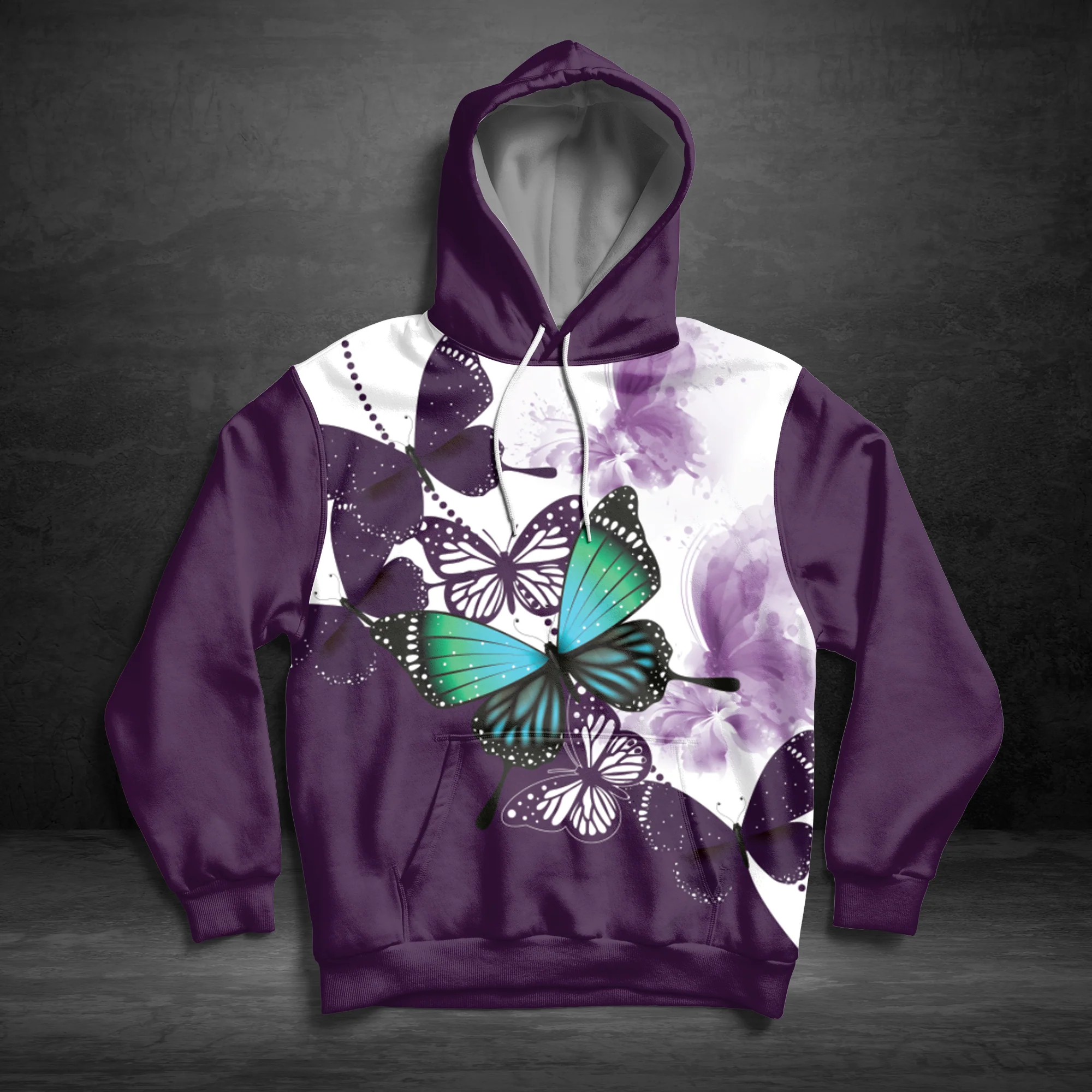Butterfly Purple Beauty Pullover Premium Hoodie, Perfect Outfit For Men And Women On Christmas New Year Autumn Winter - Image 2