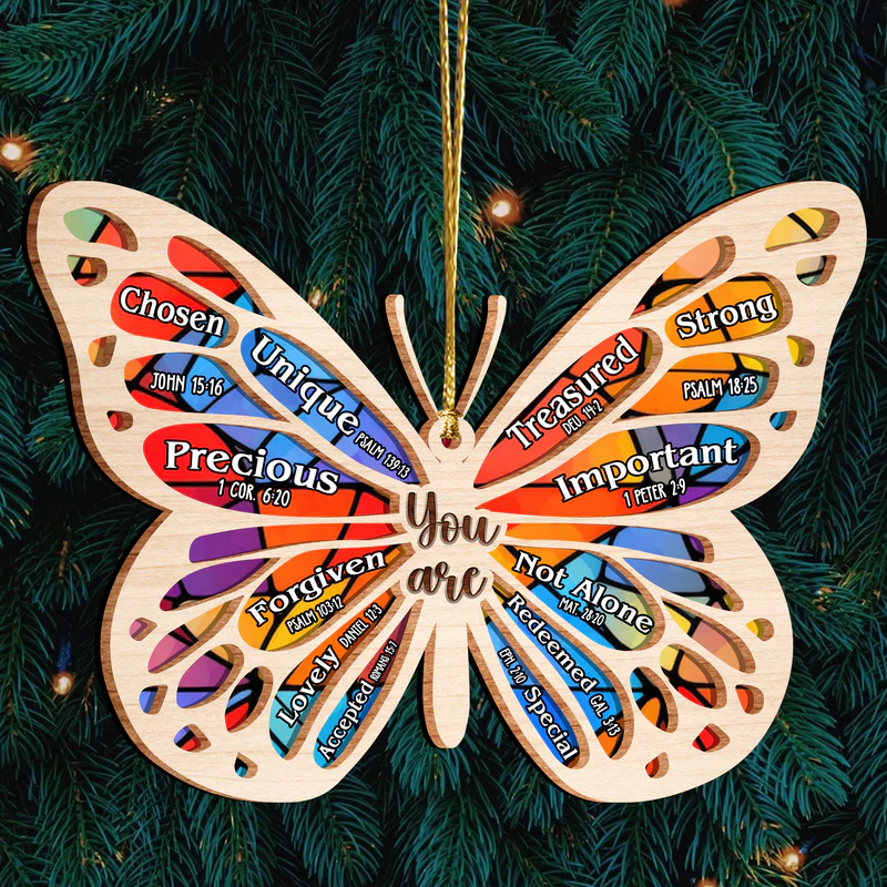 Butterfly You Are Stained Glass Pattern Two Layers Suncatcher Wooden Ornament - Image 2