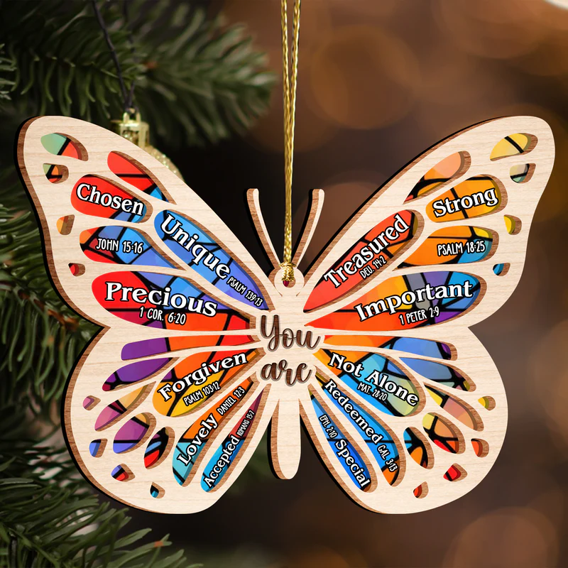 Butterfly You Are Stained Glass Pattern Two Layers Suncatcher Wooden Ornament - Image 3