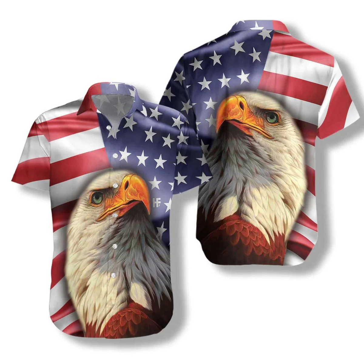 Eagle Hawaiian Shirt, American Eagle USA Flag Aloha Shirt For Men - Perfect Gift For Husband, Boyfriend, Friend, Family