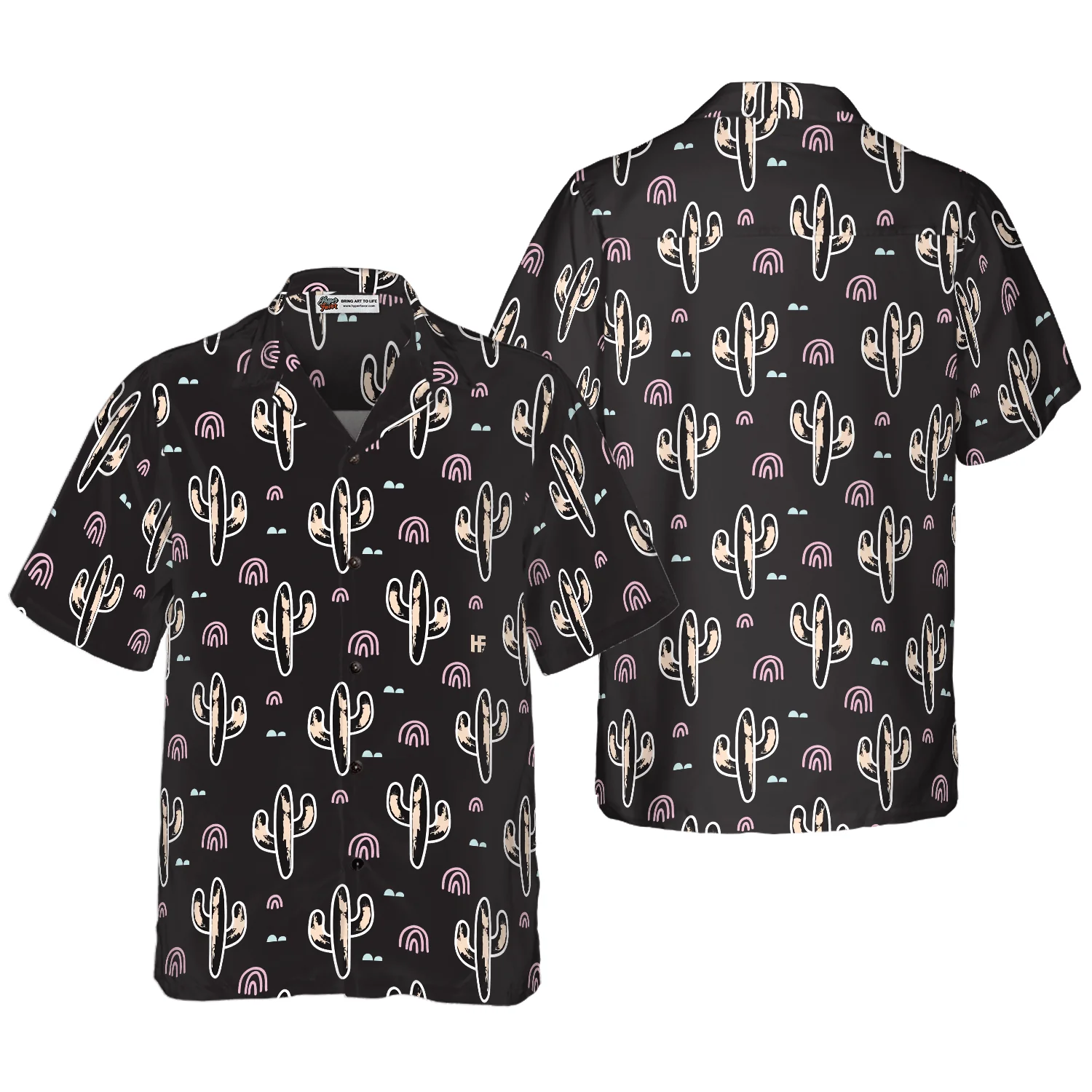Cactus Plant Black Pattern Aloha Hawaiian Shirt For Summer, Colorful Shirt For Men Women, Perfect Gift For Friend, Team, Family