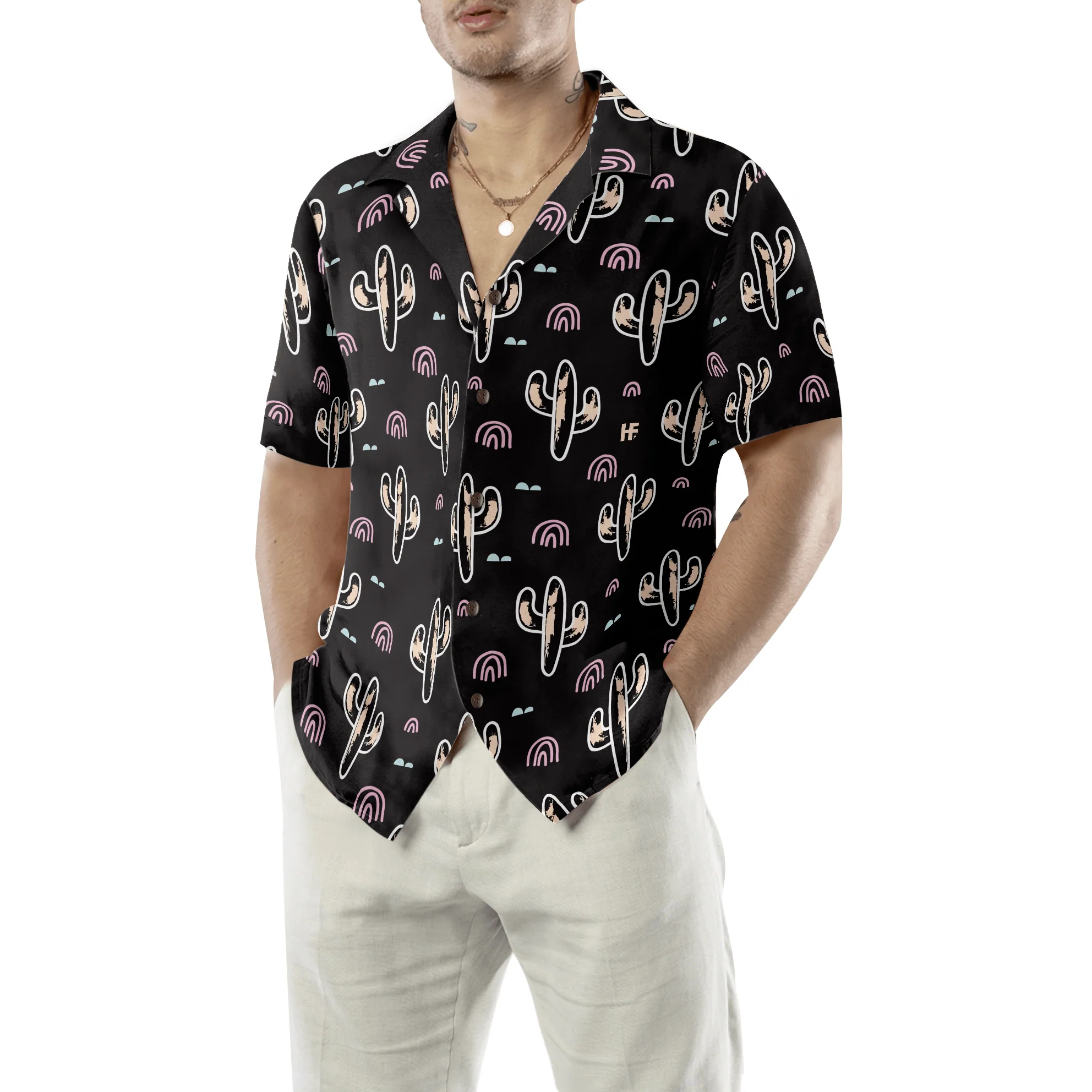 Cactus Plant Black Pattern Aloha Hawaiian Shirt For Summer, Colorful Shirt For Men Women, Perfect Gift For Friend, Team, Family - Image 5