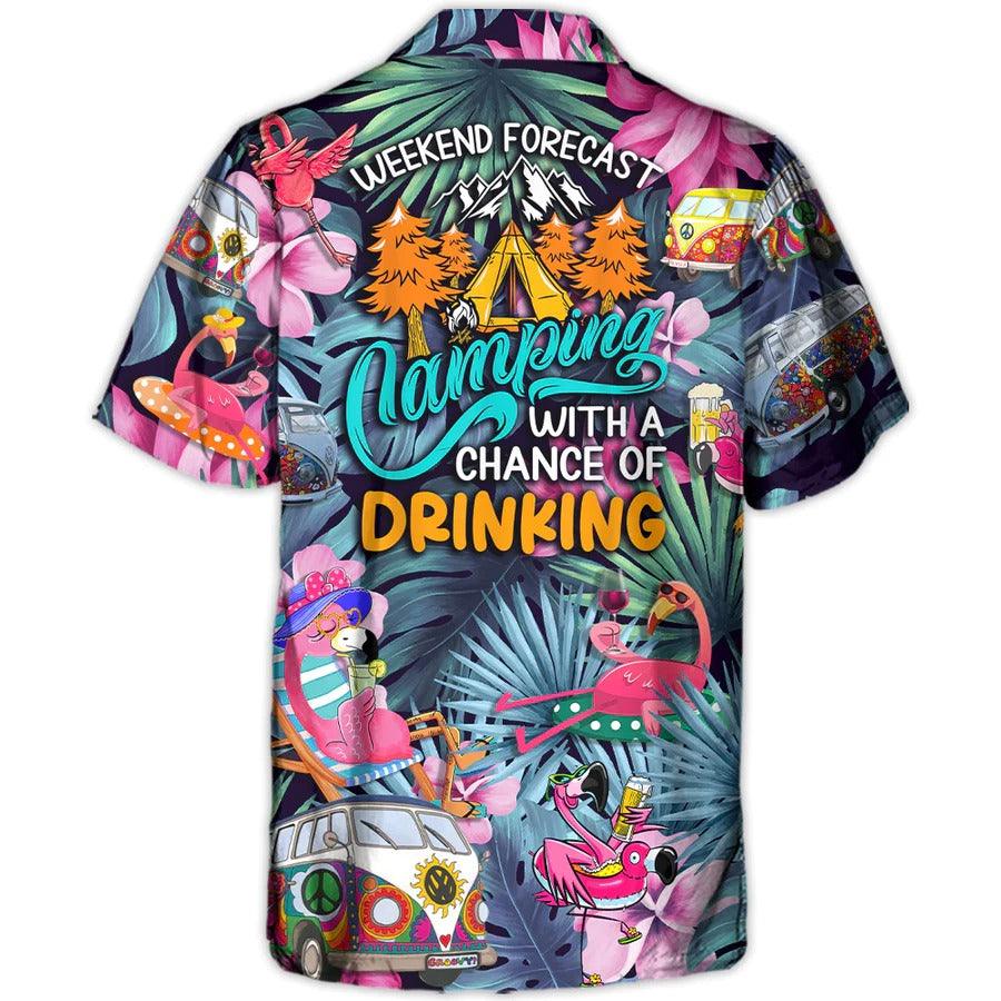 Camping Aloha Hawaiian Shirt, Camping Funny Flamingo Hawaiian Shirt For Summer, Camping Aloha Shirt - Perfect Gift For Men, Women, Camping Lover - Image 2