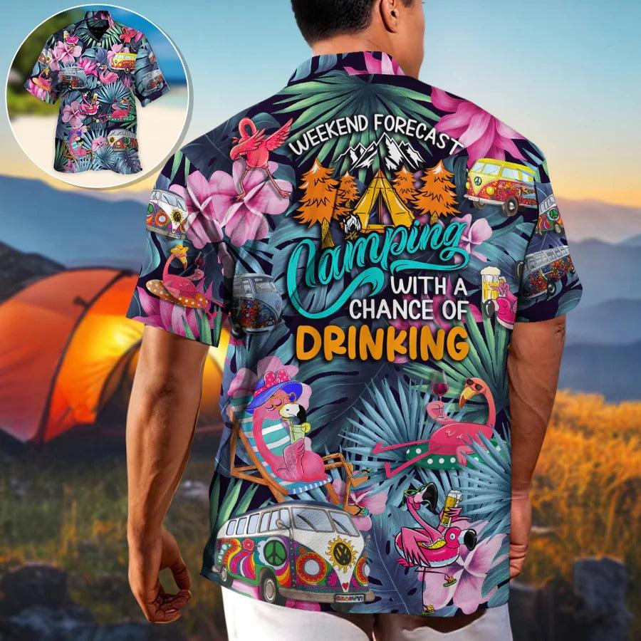 Camping Aloha Hawaiian Shirt, Camping Funny Flamingo Hawaiian Shirt For Summer, Camping Aloha Shirt - Perfect Gift For Men, Women, Camping Lover - Image 4