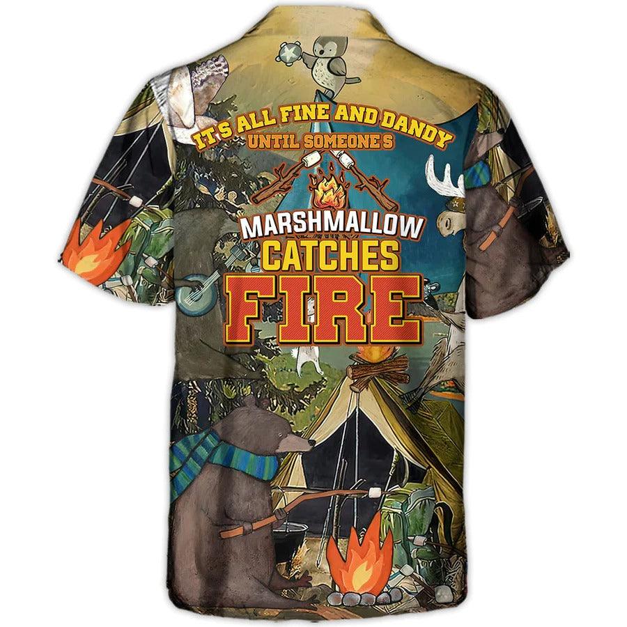 Camping Aloha Shirt, Camping Funny Art Hawaiian Shirt For Summer, Marshmallow Catches Fire Aloha Shirt - Perfect Gift For Men, Women, Camping Lover - Image 3