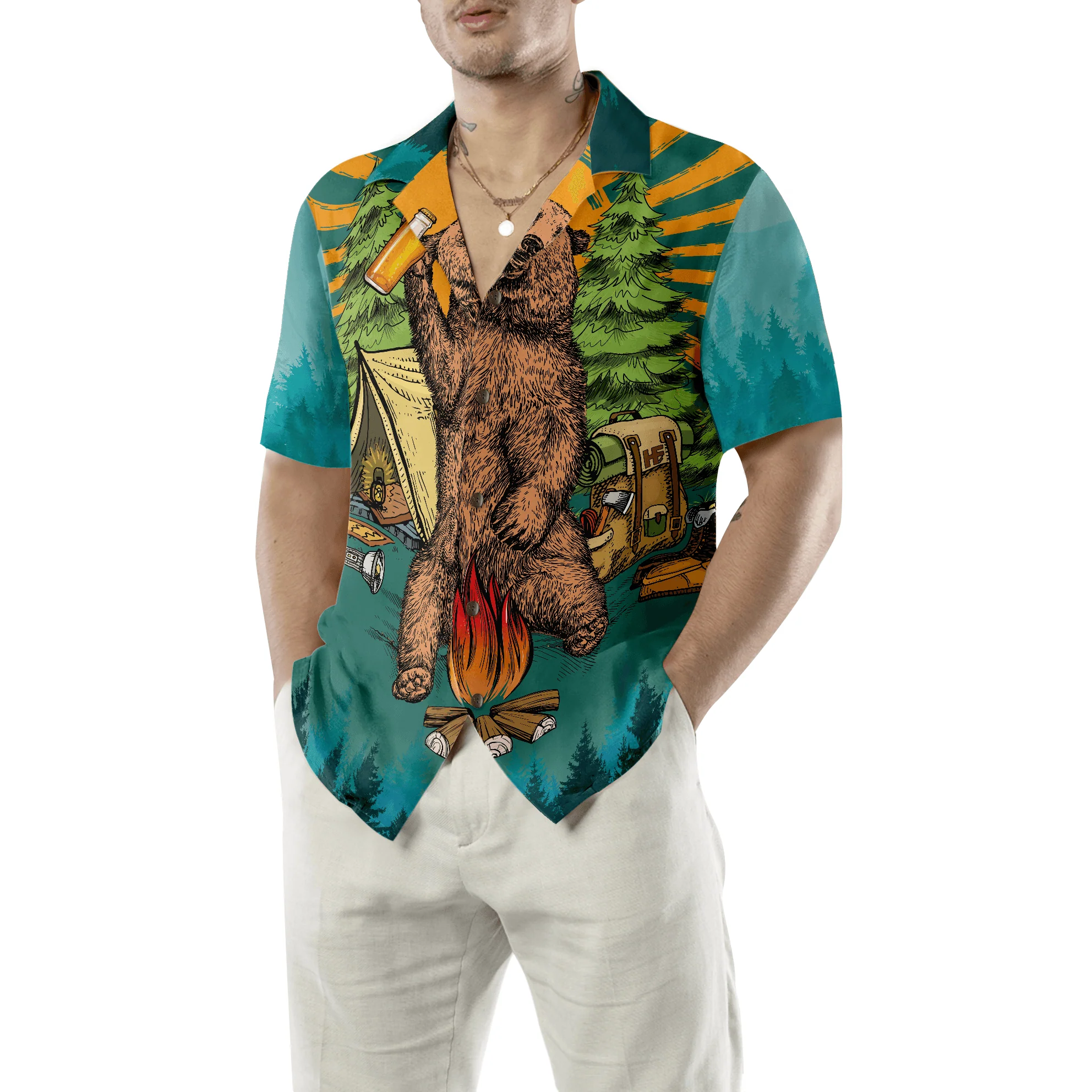 Camping Hawaiian Shirt, Bear Drink Beer, Life Is Better With Beer And A Campfire, Colorful Summer Aloha Shirt For Men Women, Perfect Gift For Friend, Team - Image 3