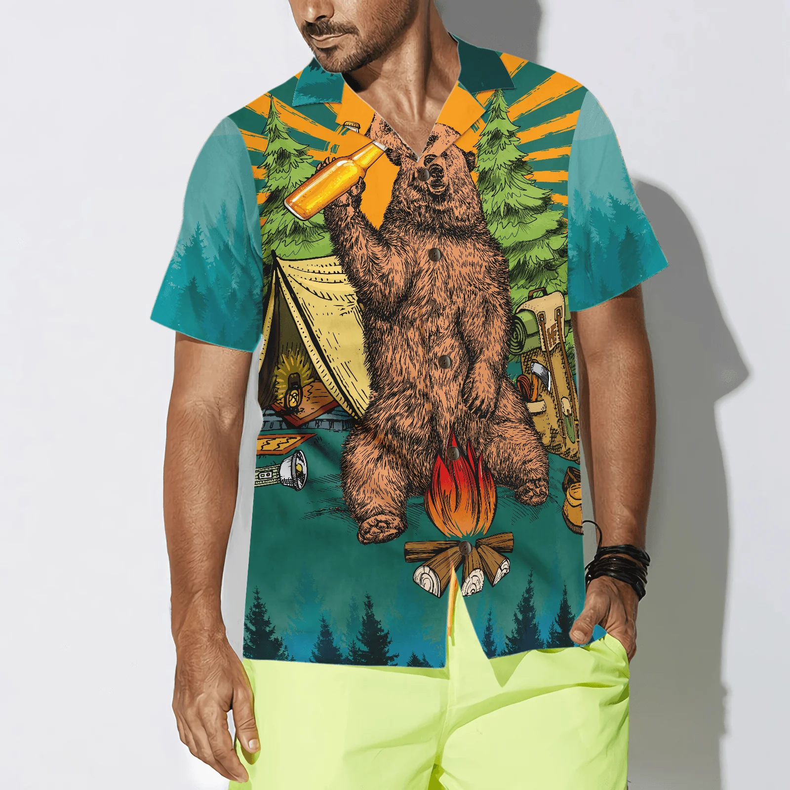 Camping Hawaiian Shirt, Bear Drink Beer, Life Is Better With Beer And A Campfire, Colorful Summer Aloha Shirt For Men Women, Perfect Gift For Friend, Team - Image 4