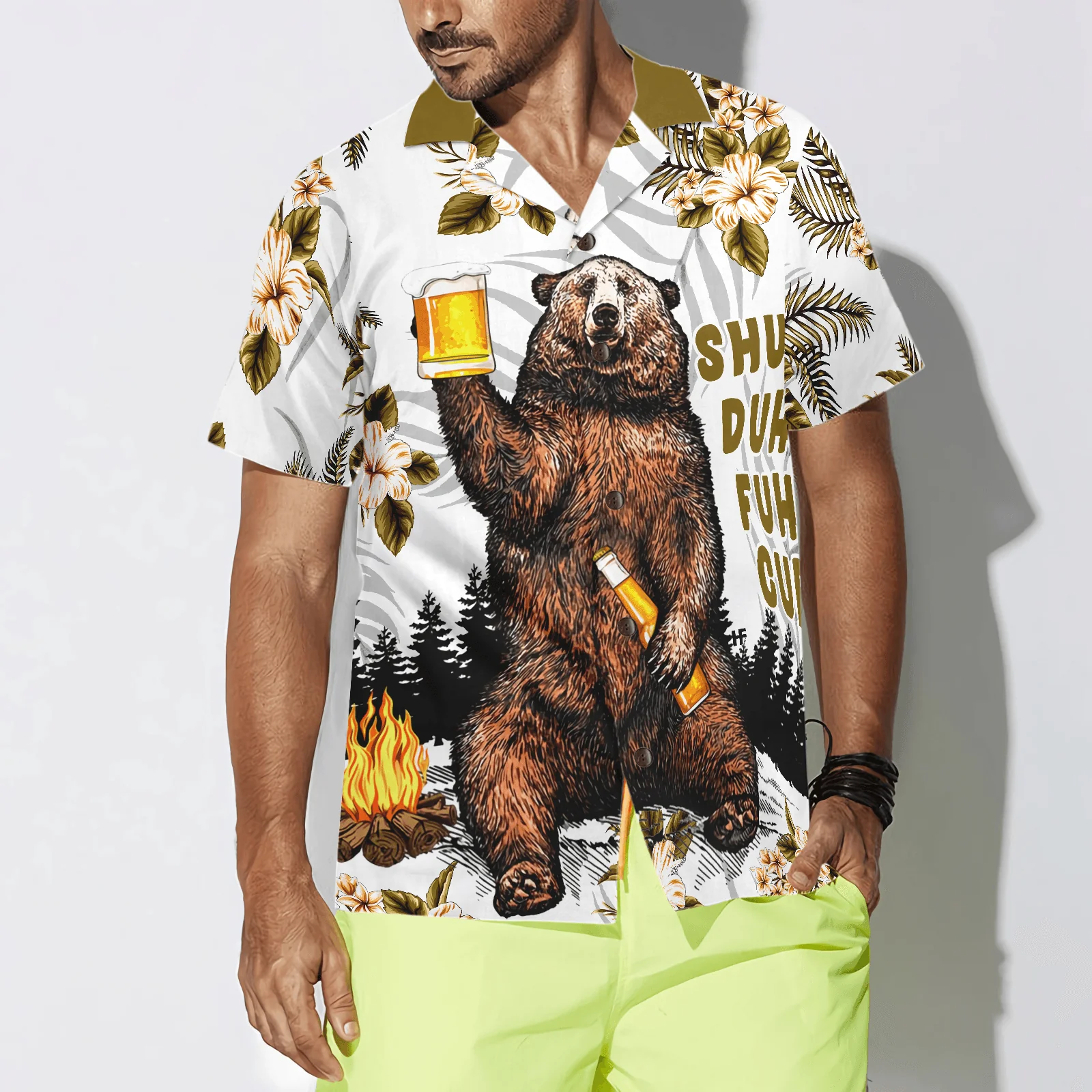 Camping Hawaiian Shirt, Bear Drinks Beer, I Hate People, Colorful Summer Aloha Shirt For Men Women, Perfect Gift For Friend, Family - Image 4