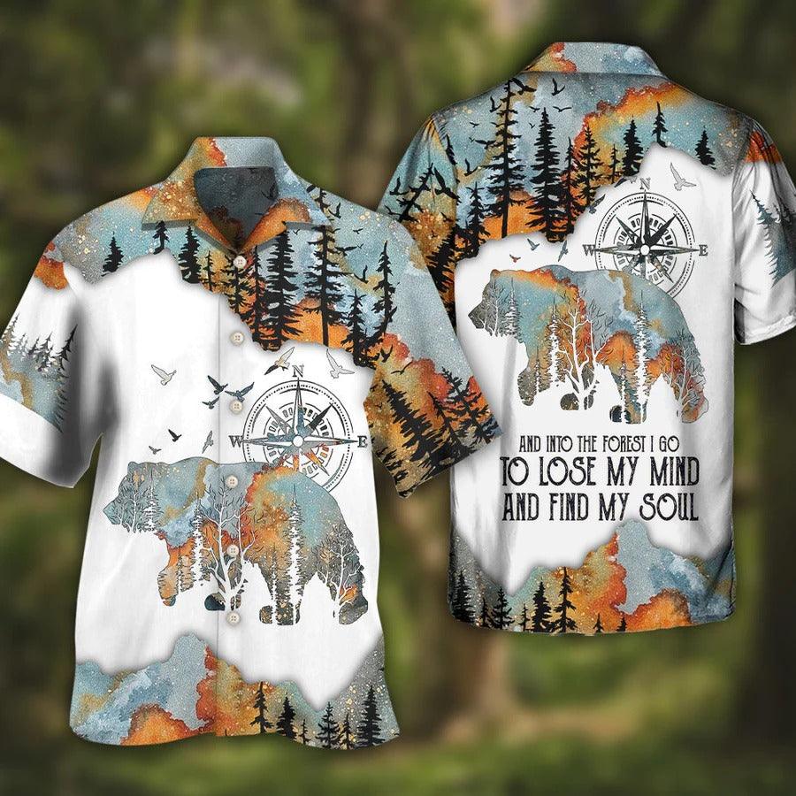 Camping Hawaiian Shirt, Camping Bear Hawaiian Shirt For Summer, Camping And Into The Forest Aloha Shirt - Perfect Gift For Men, Women, Camping Lover