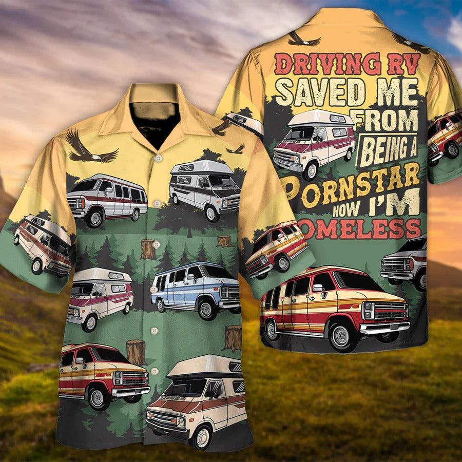 Camping Hawaiian Shirt, Camping Driving RV Hawaiian Shirt For Summer, Camping Aloha Shirt - Perfect Gift For Men, Women, Camping Lover, Friend