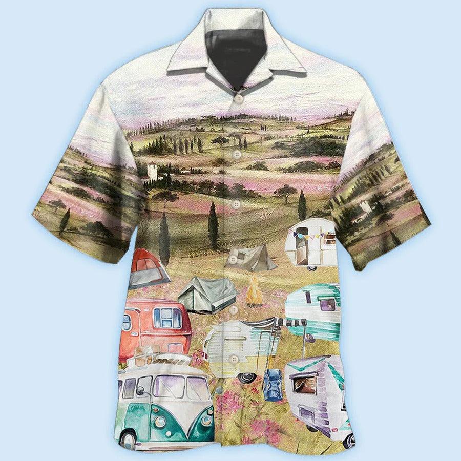 Camping Hawaiian Shirt, Camping Immense Meadow Art Hawaiian Shirt, Camping Meadow Aloha Shirt- Perfect Gift For Men, Women, Camping Lover, Friend - Image 2