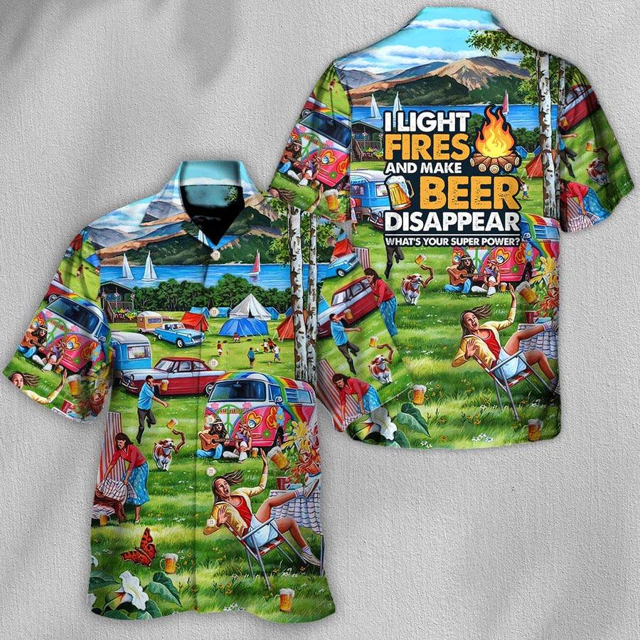 Camping Hawaiian Shirt, Camping Make Beer Disappear Hawaiian Shirt For Summer, Camping Beer Aloha Shirt - Perfect Gift For Men, Women, Camping Lover