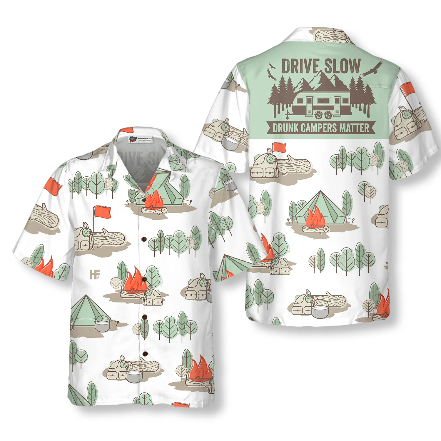 Camping Hawaiian Shirt, Drive Slow Drunk Campers Matter, Colorful Summer Aloha Shirt For Men Women, Perfect Gift For Friend, Team, Camping Lovers