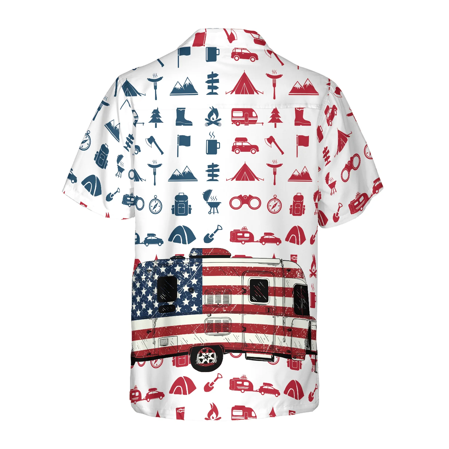 Camping Hawaiian Shirt For Summer, Campervan American Flag, Colorful Shirt For Men Women, Perfect Gift For Friend, Team, Camping Lovers - Image 2