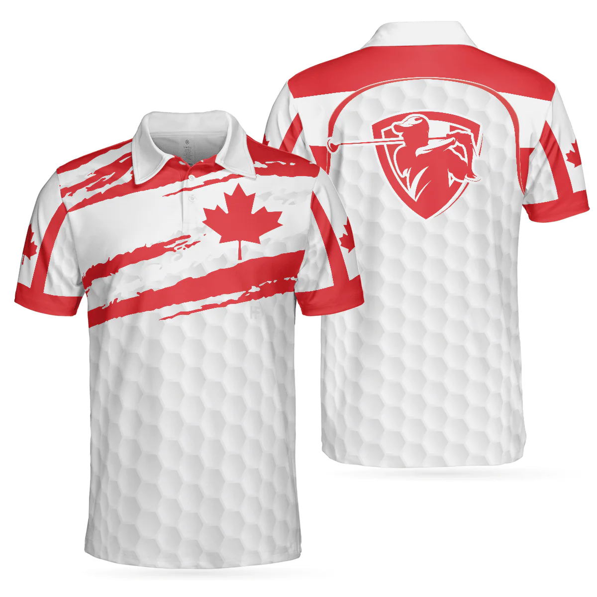 Men Golf Polo Shirt - Canada Flag Golf Texture Polo Shirt, Maple Leaves men Polo Shirt - Perfect Polo Shirt For Men, Golfers