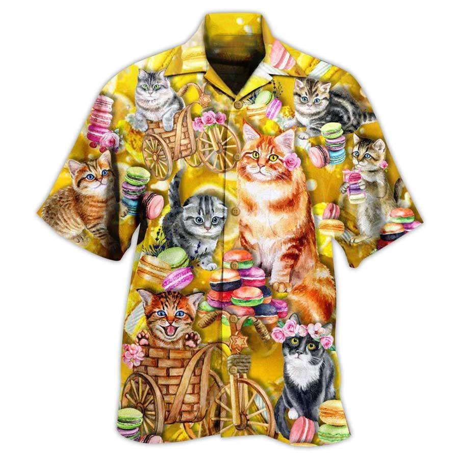 Cat Aloha Hawaiian Shirt For Summer, Life Is Better With Cats And Macaron Aloha Shirts, Cat Hawaiian Shirts For Men Women, Friend, Team, Cat Lovers - Image 2