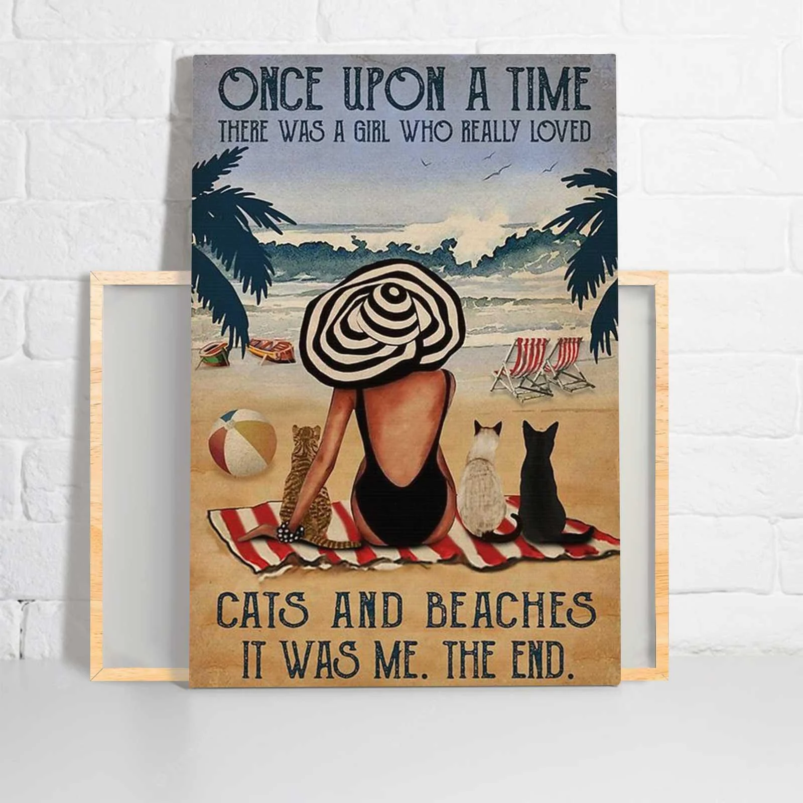 Cat & Beach Portrait Canvas - Once Upon A Time There Was A Girl Who Really Loved Cats And Beaches Canvas - Perfect Gift For Beach & Cat Lover - Image 2