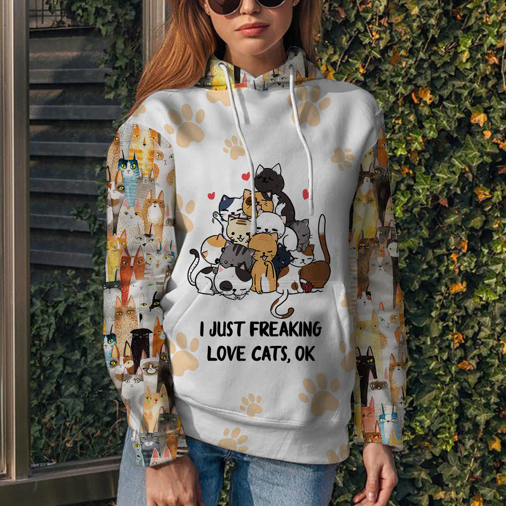 Cat Family Pullover Premium Hoodie Just Freaking Love Cats, Perfect Outfit For Men And Women On Christmas New Year Autumn Winter - Image 2