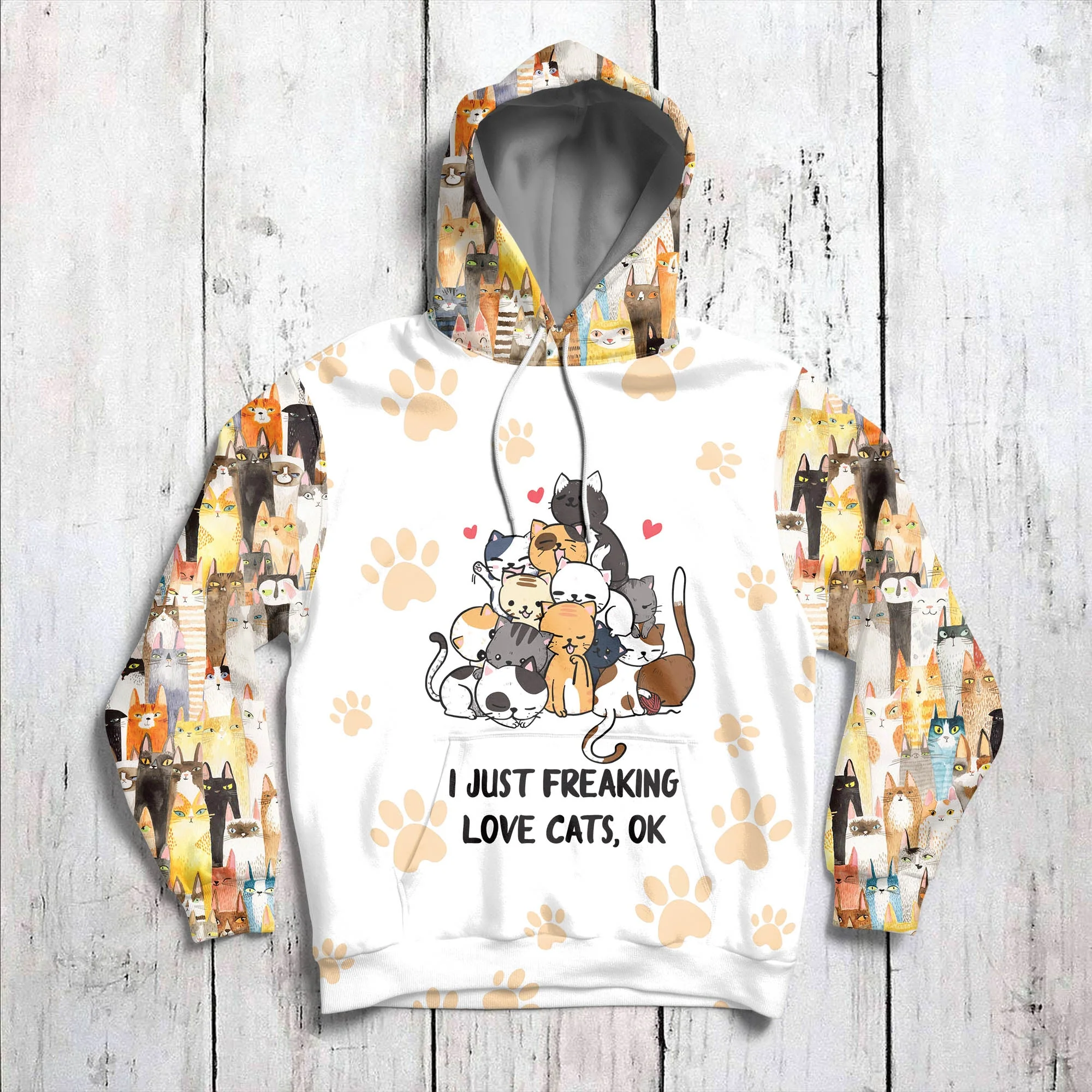 Cat Family Pullover Premium Hoodie Just Freaking Love Cats, Perfect Outfit For Men And Women On Christmas New Year Autumn Winter - Image 3